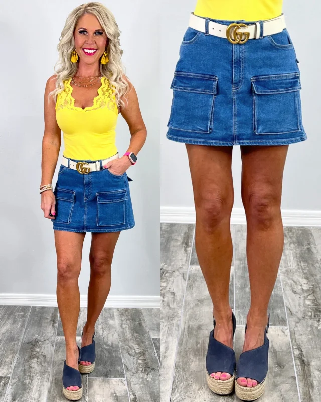 Pick Your Pockets Denim Skirt