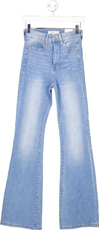 Forever New Light Blue High-Rise Skinny Flare Denim Jeans UK 6