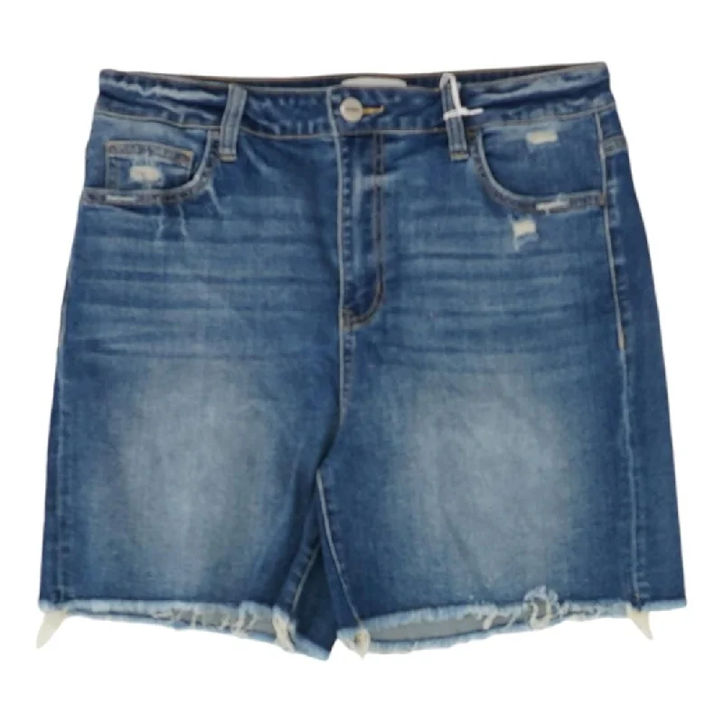 Blue Solid Denim Shorts