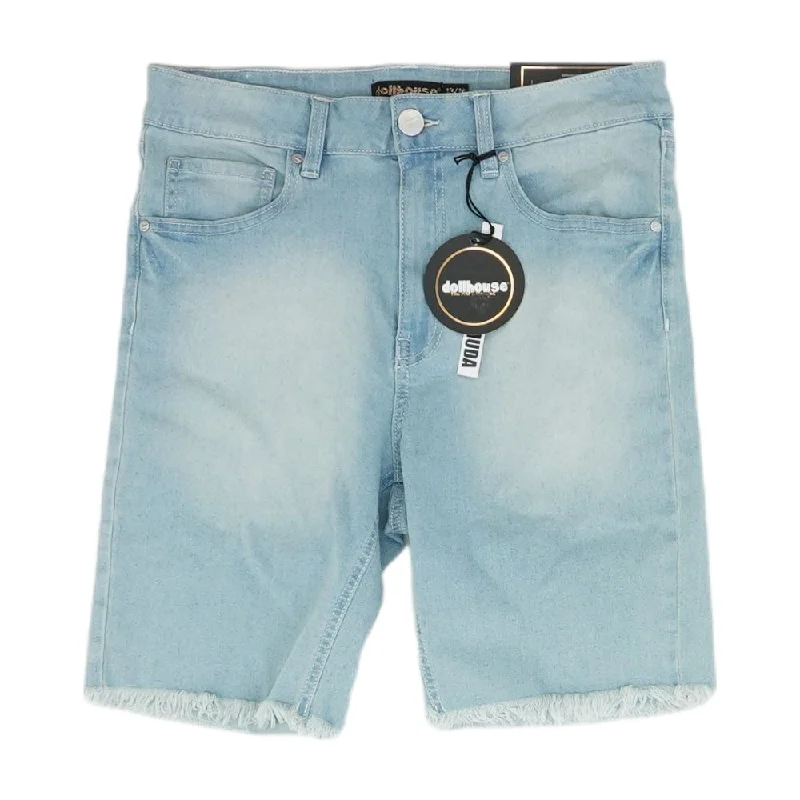 Blue Solid Denim Shorts