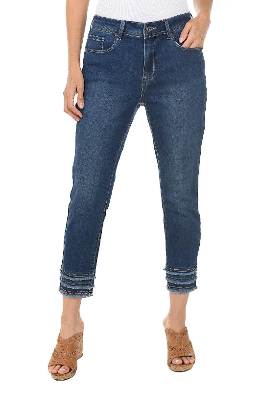 Triple Frayed Denim Crop Pant