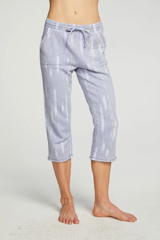 Linen French Terry Cropped Relaxed Raw Edge Jogger