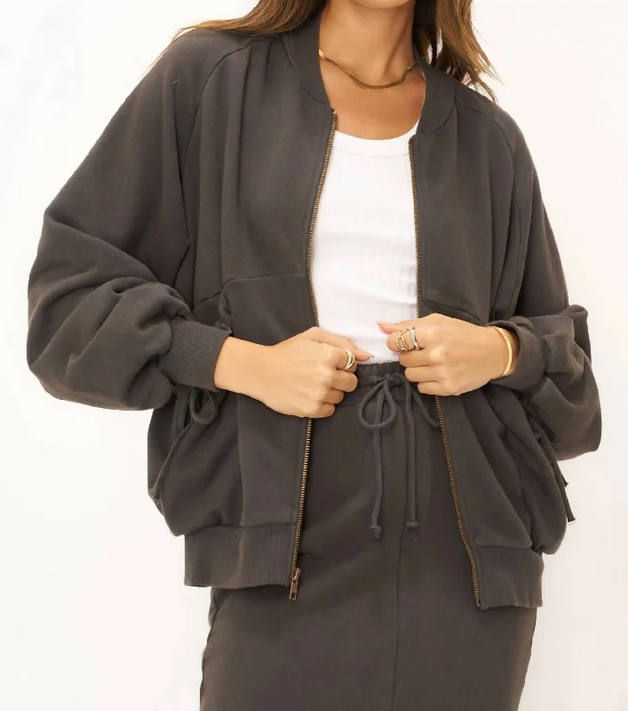 Te Amo Zip Up Seamed Jacket In Vintage Black