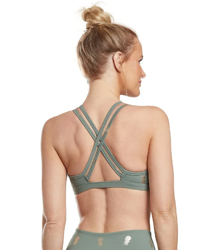 Beyond Yoga Tropical Double Back Yoga Sports Bra Aloha Green Pineapples