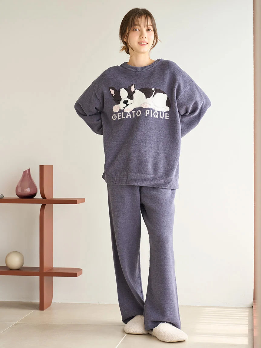 Air Moco SLEEPING DOG Jacquard Pullover Sweater & Lounge Pants SET