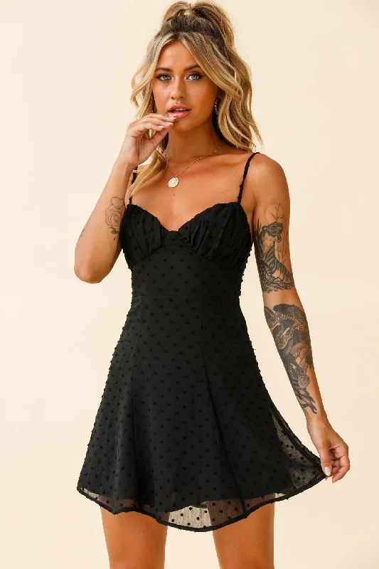 Good Morning Angel Ruched Bust A-Line Dress Black